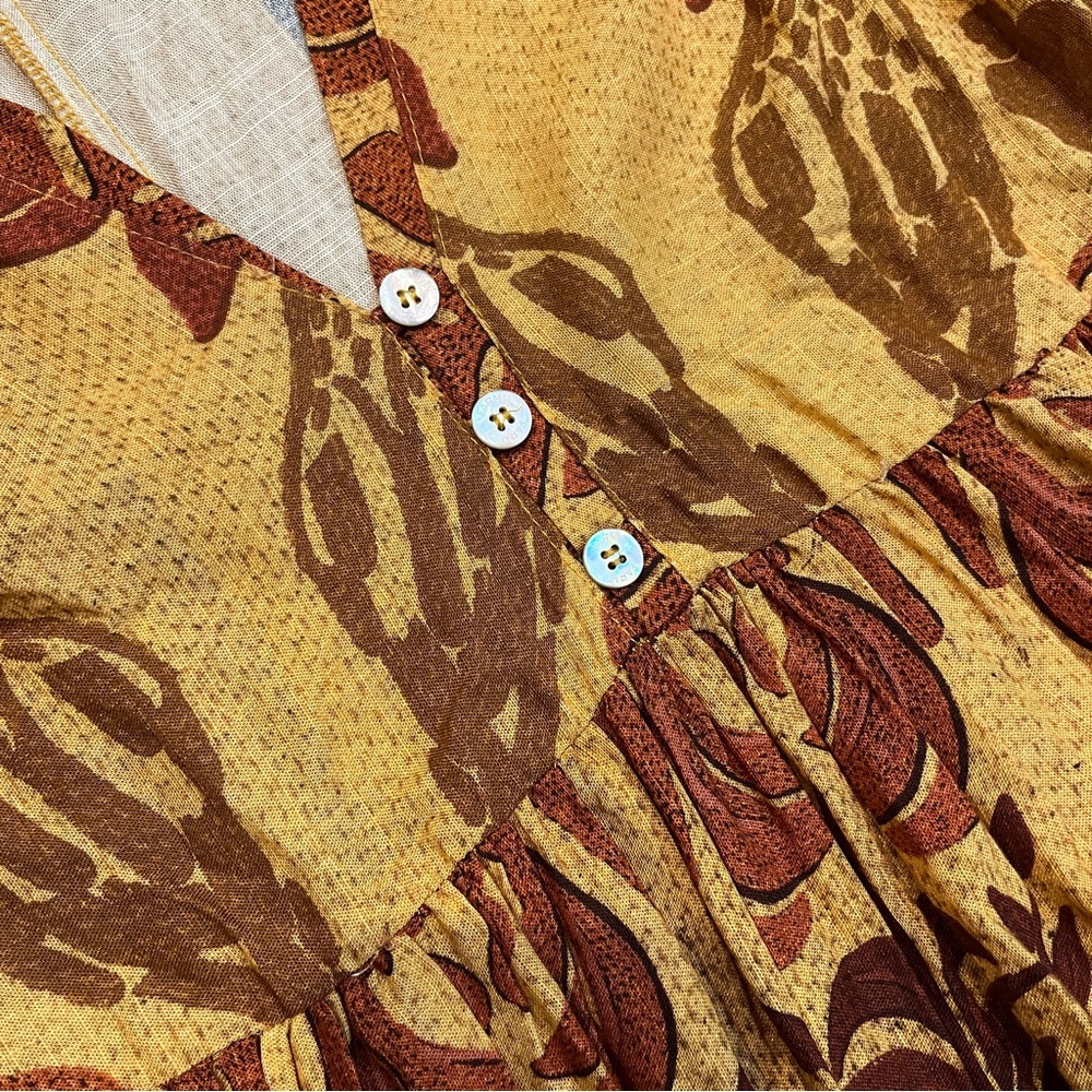 FARM Rio Yellow Floral Print Mini Dress with Rust and Teal Accents - Picture 6 of 7